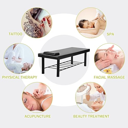Miniatura 7 de Mesas de masaje, cama portátil de tratamiento estacionario para esteticistas, mesa de pestañas profesional resistente con almacenamiento y espuma