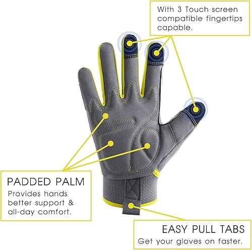 Miniatura 6 de AIGEVTURE Guantes de trabajo para hombres y mujeres, guantes de jardinería para pantalla táctil, guantes de trabajo delgados para mecánico, color