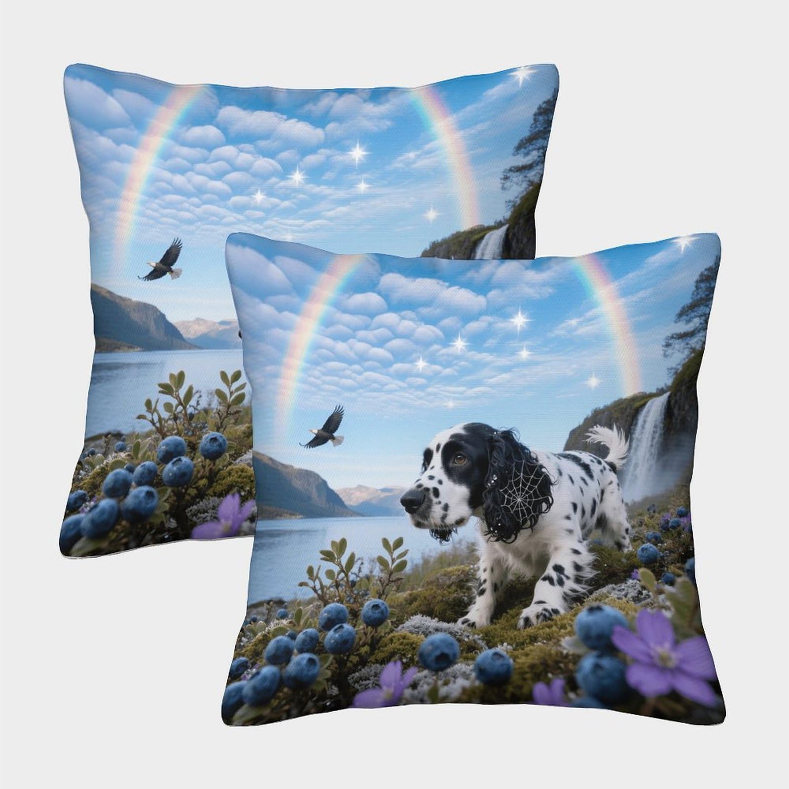 Emyxpaqm Style-8 English Cocker Spaniel Cushion Covers Set Of 2, Premium Polyester Throw Pillow Covers With Hidden Zipper, Premium Square Pillow Cases, For Couch Livingroom Sofa Bed 50X50cm
