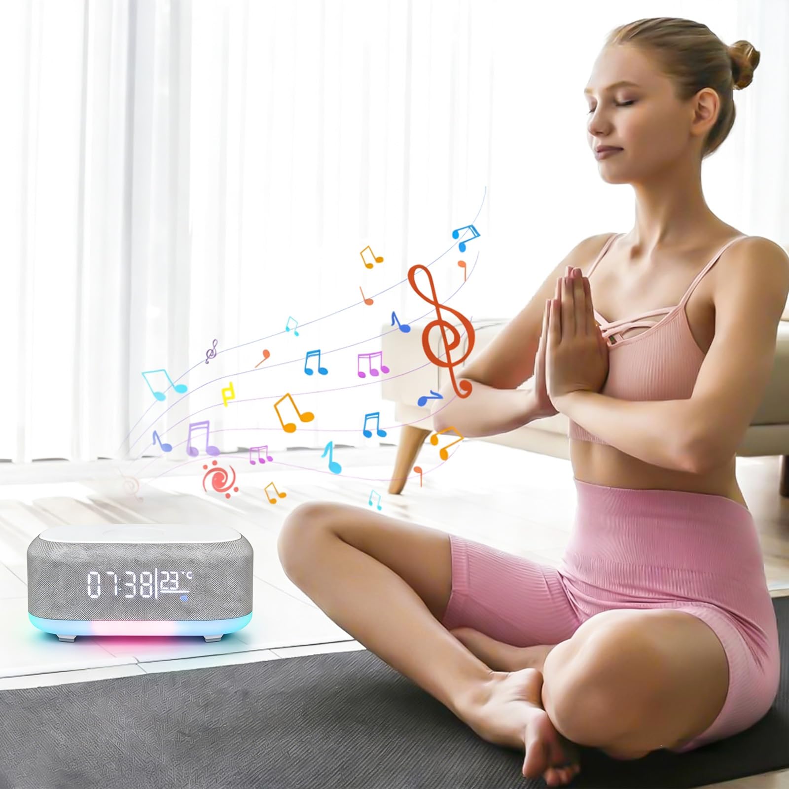 Radiosveglia Digitale con Stazione di Ricarica Wireless 15W, Sveglia Bluetooth, Luce Notturna 9 Colori, Caricatore USB