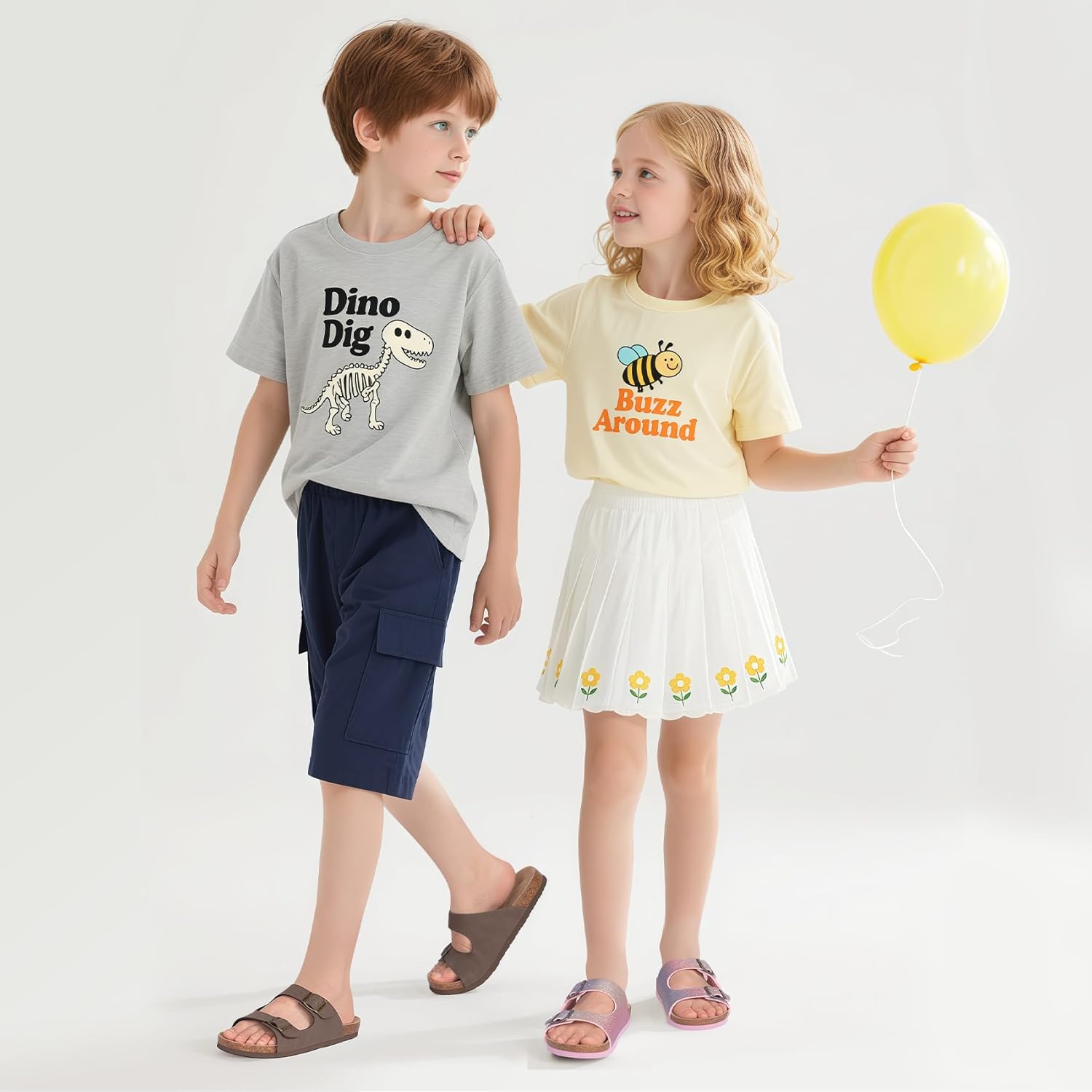 FITORY Boys Girls Glitter Slide Sandals, Cork Slipper with Adjustable Straps for Little Kid/Big Kid - Image 2