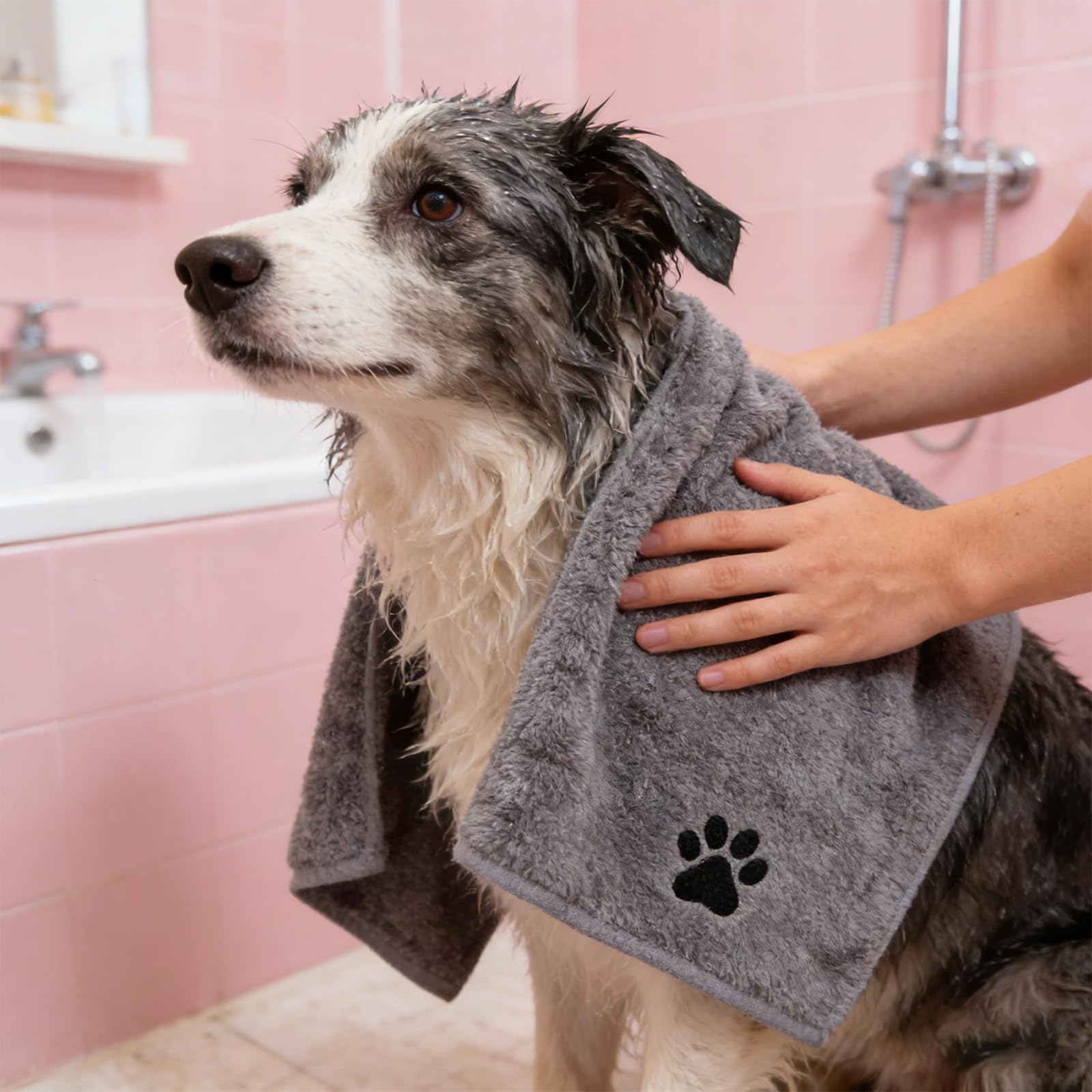 4 Stück Hunde Handtuch, 100×50cm Hundehandtuch Extra saugfähig Schnelltrocknend Haustier Mikrofaser Handtüche Hundehandtücher für Katzen Hunde Oder Andere Haustiere