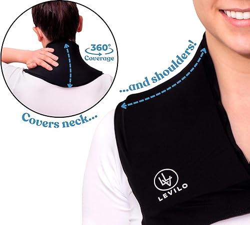 Miniatura 2 de LEVILO Bolsa de hielo para el cuello para terapia de frío y calor, envoltura de hielo reutilizable para el cuello para inflamación, compresa fría,