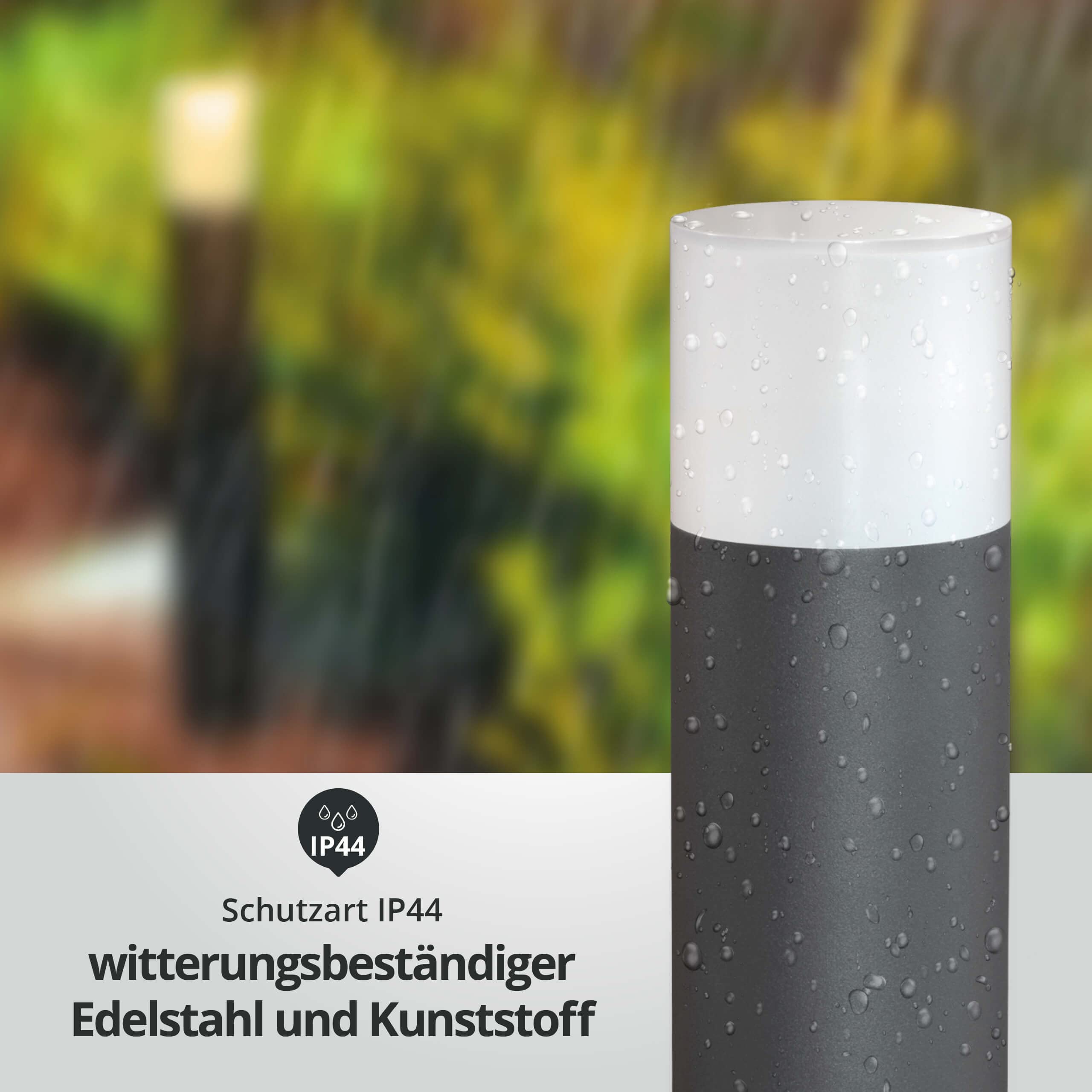 LED Universum Wegeleuchte mit 2 Steckdosen Höhe 80cm rund anthrazit IP44 inklusive Leuchtmittel E27 austauschbar | Gartenlampe Pollerleuchte Außenstehleuchte Sockelleuchte Wegbeleuchtung Terrasse