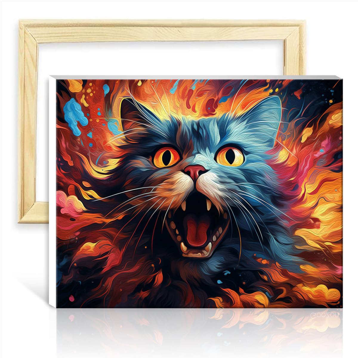 TANGFEIY Paint by Numbers Cats on the Planet Paint by Numbers Kit Adults with Brushes and Acrylic Pigment on Perfect Home Wall Decor with Frame(40x50cm)