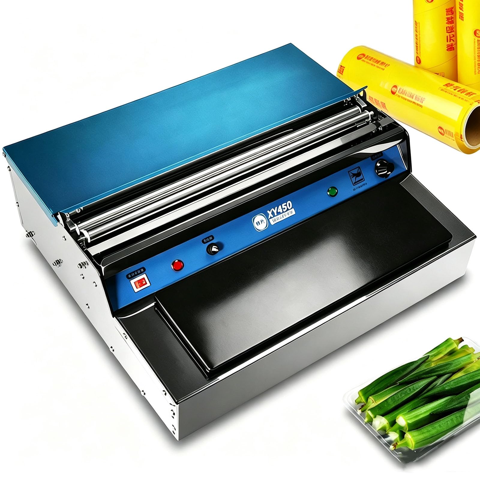 QINPI Commercial Food Packaging Machine, 450mm Film Wrapper Plug-in Version
