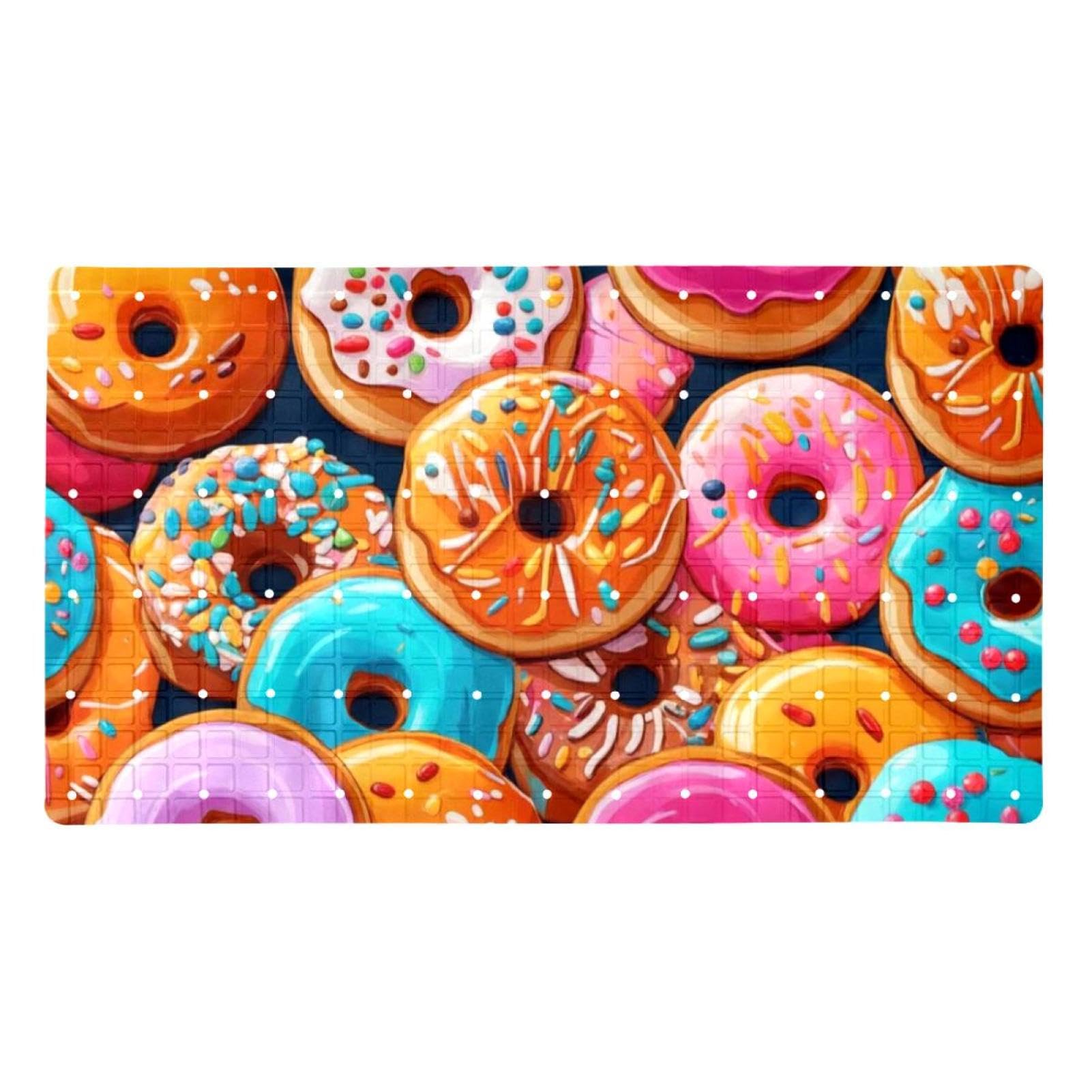 Tapete antideslizante Sweet Donuts evita resbalones con drenaje y ventosas