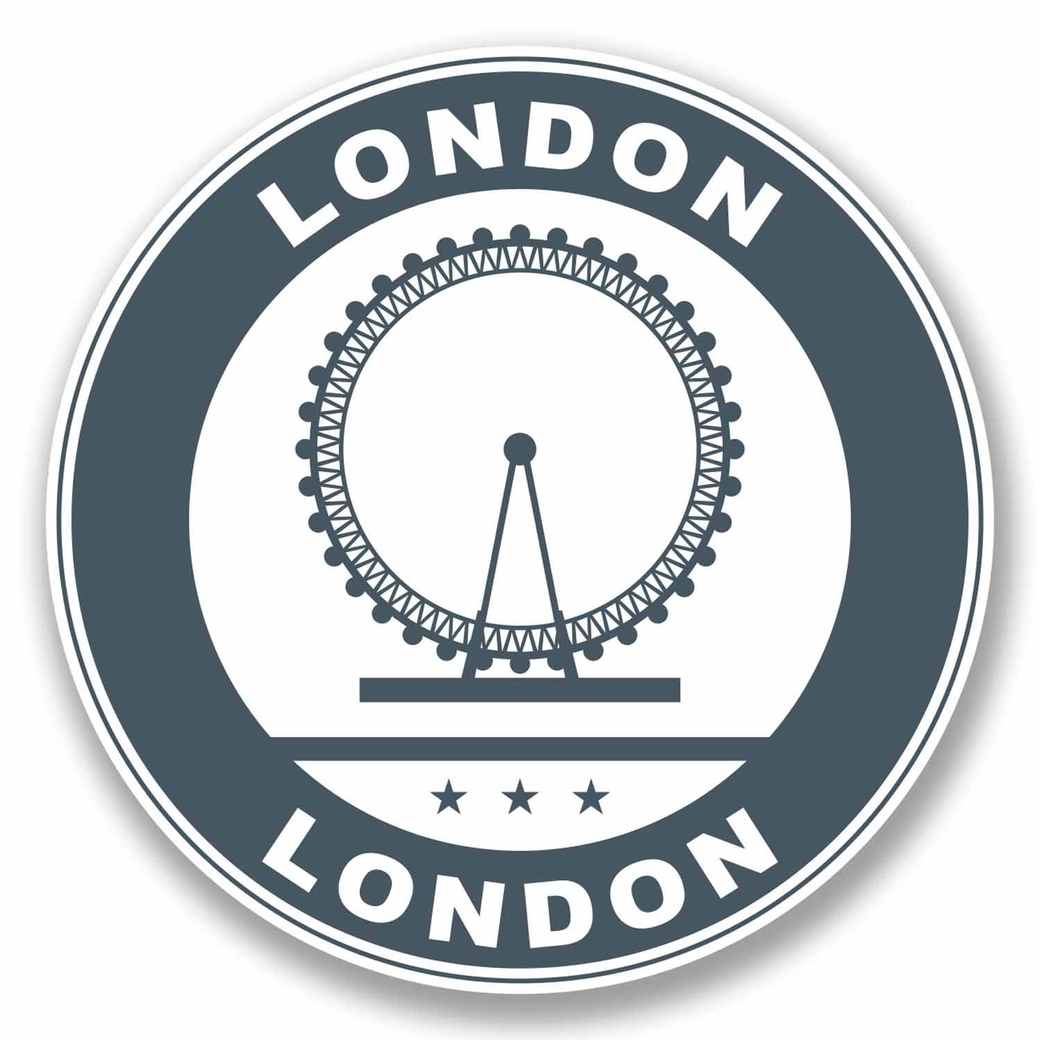 Destinationvinyl Multi 2 X 10Cm London Eye Uk Vinyl Sticker Decal Luggage Travel Tag England Fun #9801 (10Cm Wide X 10Cm High)