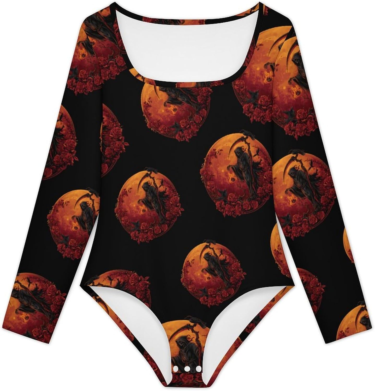 Halloween Grim Reaper Women's Bodysuits Long Sleeve Top 5XL