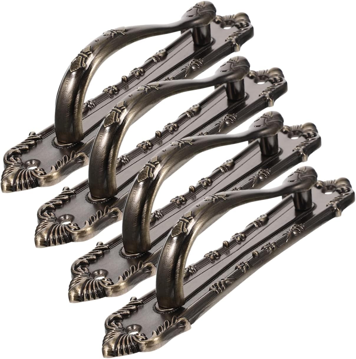 Door handles,kitchen door knobs,4 Pcs Retro Vintage Gate Metal Cabinets Metal Drawers Black Handles Drawer Handles Backyard Door Handle Screen Door Handle ( Color : As Shown 1x2pcs , Size : 17.3X3.5X4