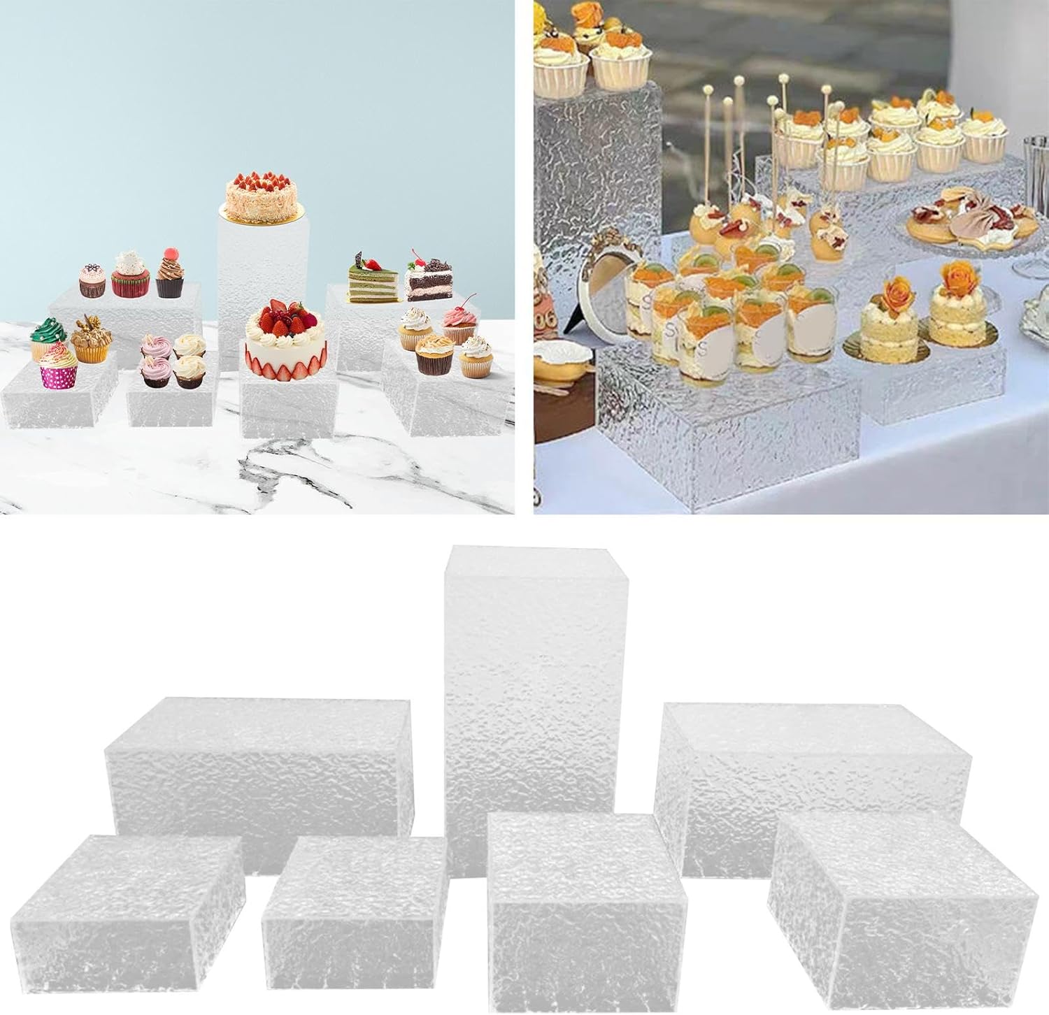 7X Acrylic Dessert Stand Buffet Riser Event Party Decoration Food Riser for Food