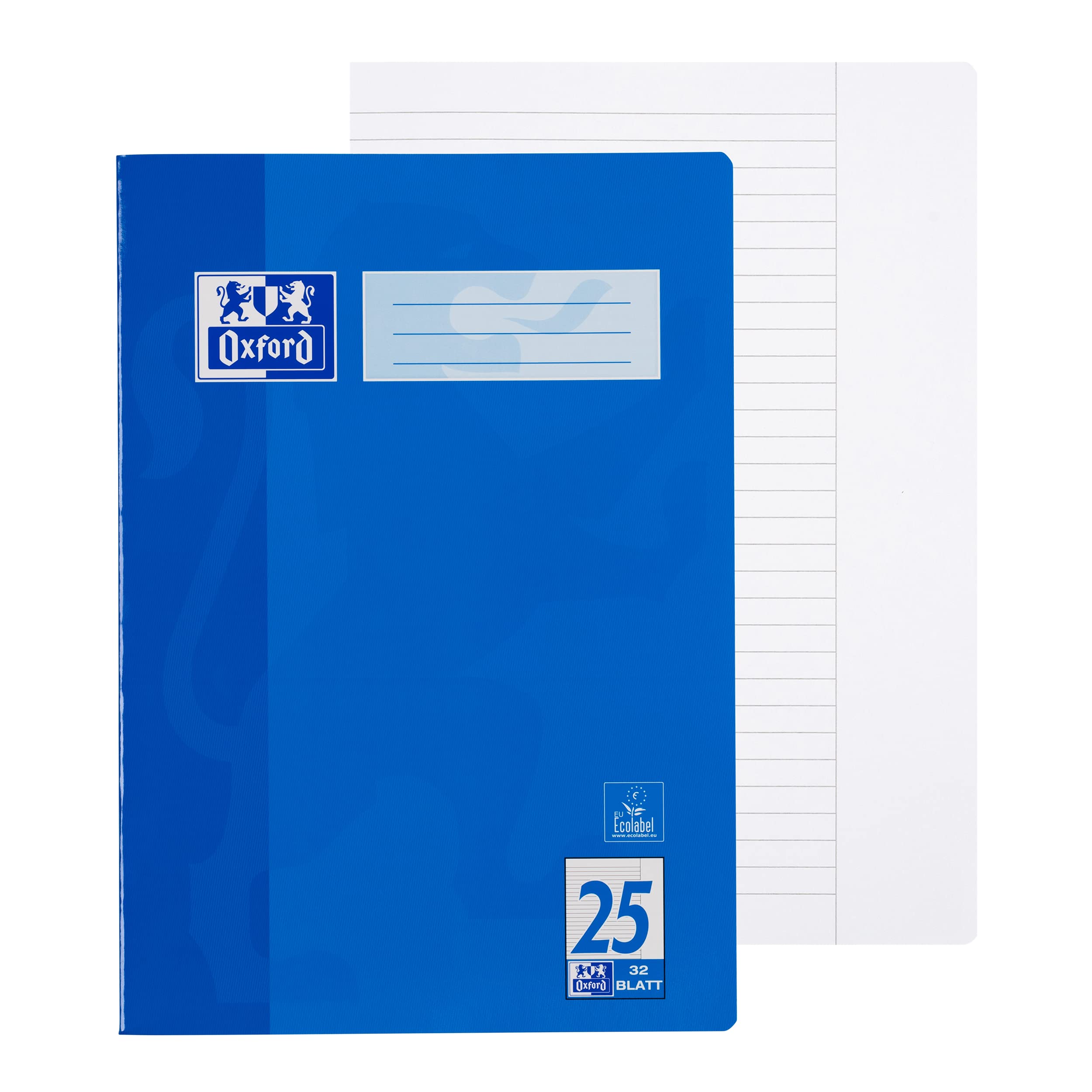 Oxford Schulheft A4, liniert, mit weißem Rand, 32 Blatt, blau, 10 Stück & Schulheft A4, kariert, mit weißem Rand, 32 Blatt, rot, 10 Stück