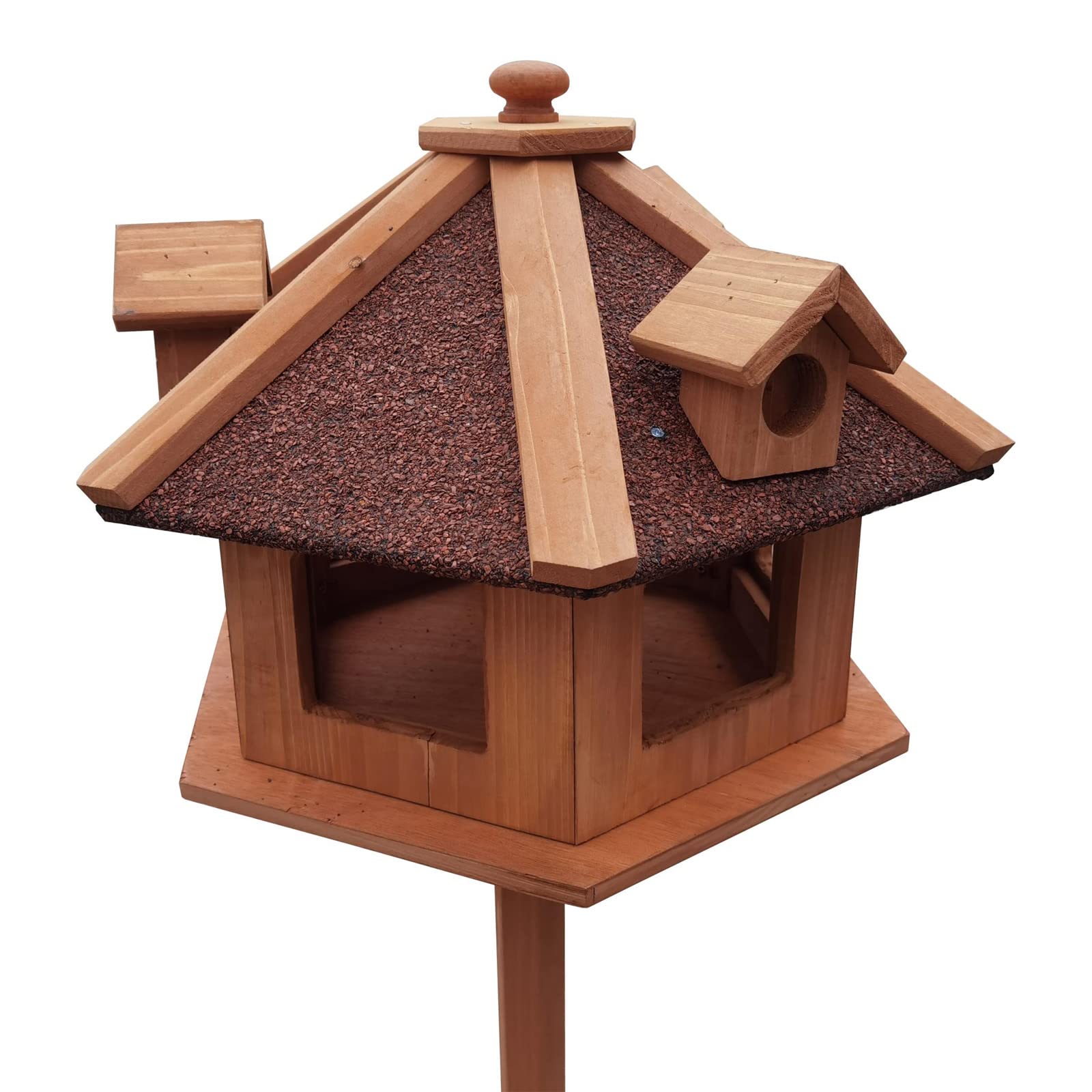 Comedero para pájaros con Soporte 130cm Madera de Abeto casa Aves Resistente a la Intemperie