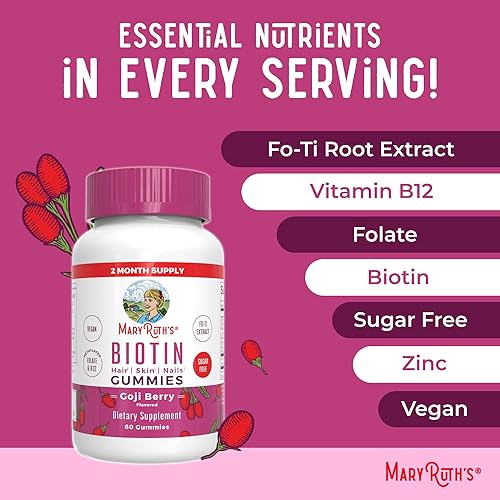 Miniatura 7 de Biotina | Sin azúcar | Suministro de 2 meses | Gomitas de biotina | Vitaminas de biotina para la piel del cabello y las uñas | Gomitas de biotina