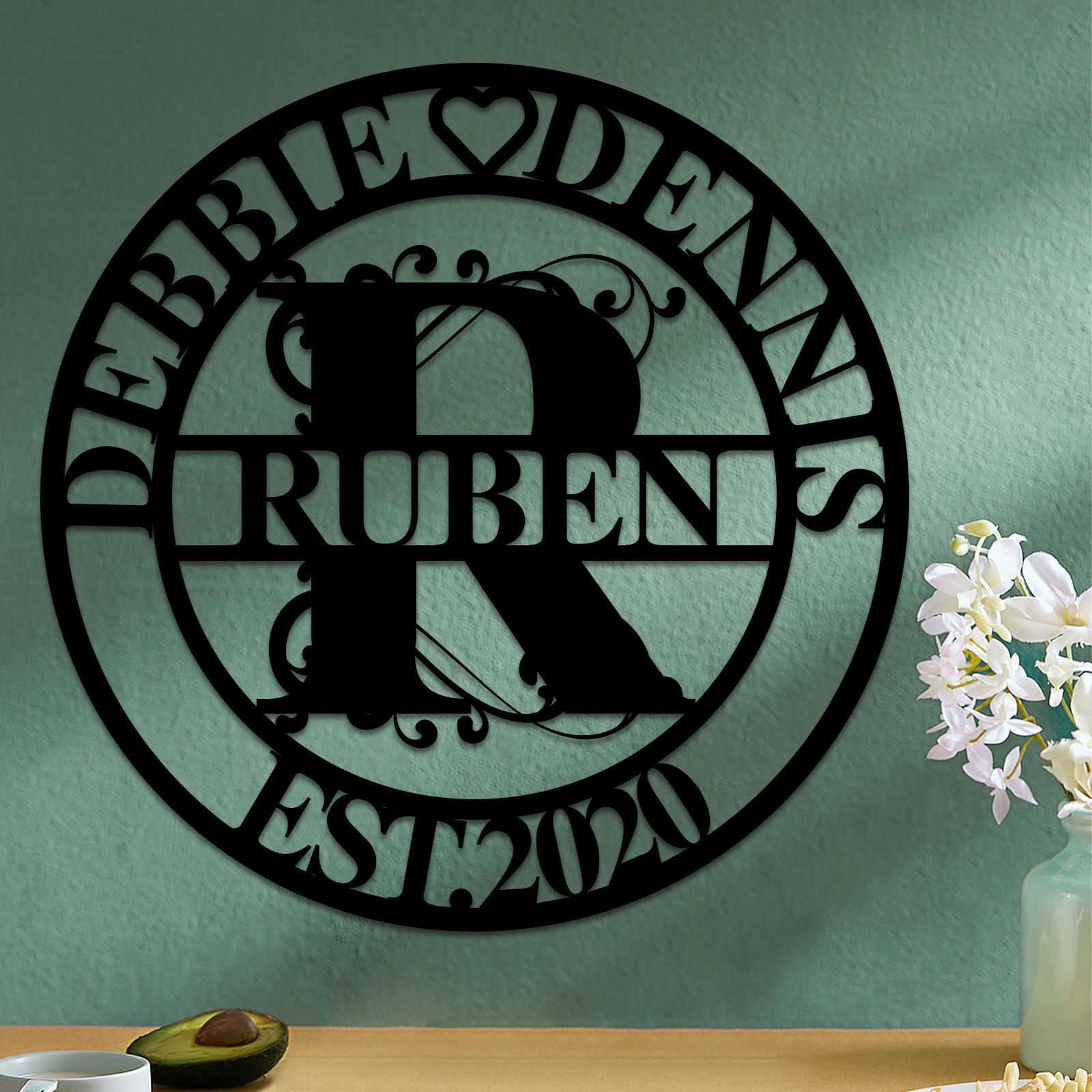 Personalised Wedding Anniversary Metal Signs | Custom Metal Name Signs | Ideal for Home, Outdoor & Bedroom Decor | Personalised Gift for Couples & Housewarmings (Style 2)