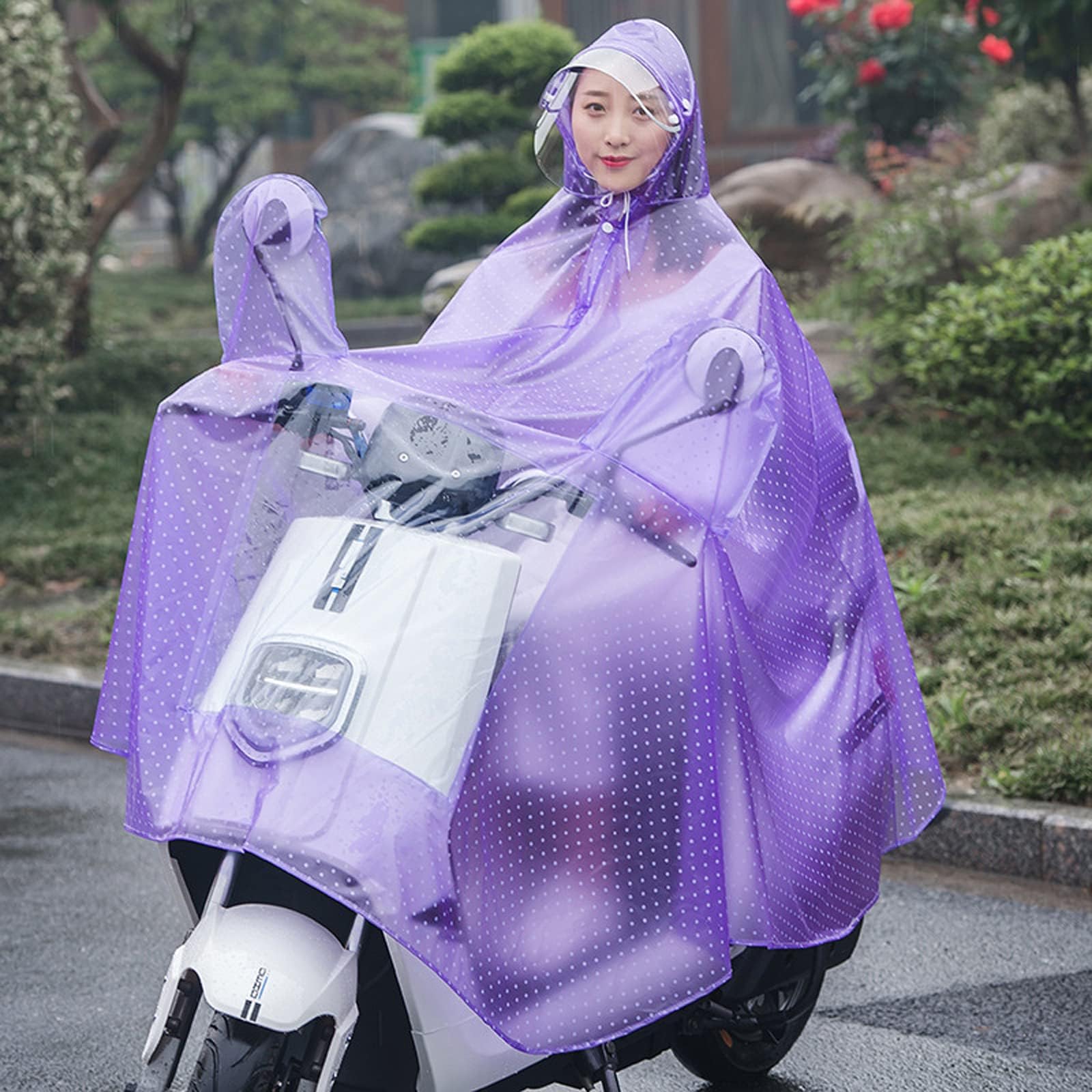 Transparent Bicycle Motorcycle Raincoat Windproof Chubasquero Moto Rain Poncho Impermeable Clear Raincoat Single Double Raingear for Man Woman Adult,Purple,single B