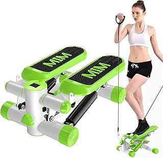 SCIAZA Mini Stepper Machine, Steppers for Exercise with Display and Resistance Bands, Up-Down Stepper for Beginners and Advanced Users, Home Gym Equipment fitness step (Color : Green) Efficency