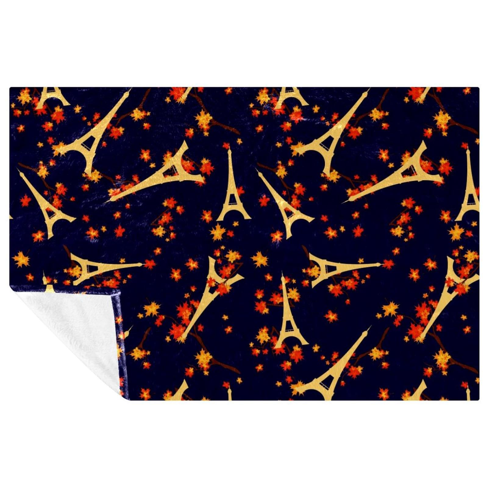 Couverture douce Tour Eiffel automne 150x100cm pour lit et canapé