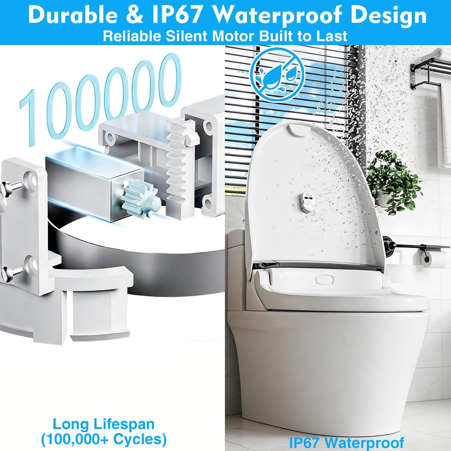 Automatic Toilet Flusher Kit for Side Front Angled Mount, Rechargeable Toilet Flusher Replacement Kit with Touchless Infrared Sensor, Universal Tank Fit for Seniors and Kids, No-Tool DIY Installation