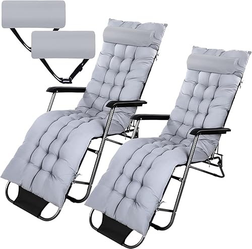 Miniatura 8 de 4 cojines para tumbona de 67 x 21 pulgadas, cojines para sillas de descanso para columpios exteriores, cojines de banco mecedoras para muebles de