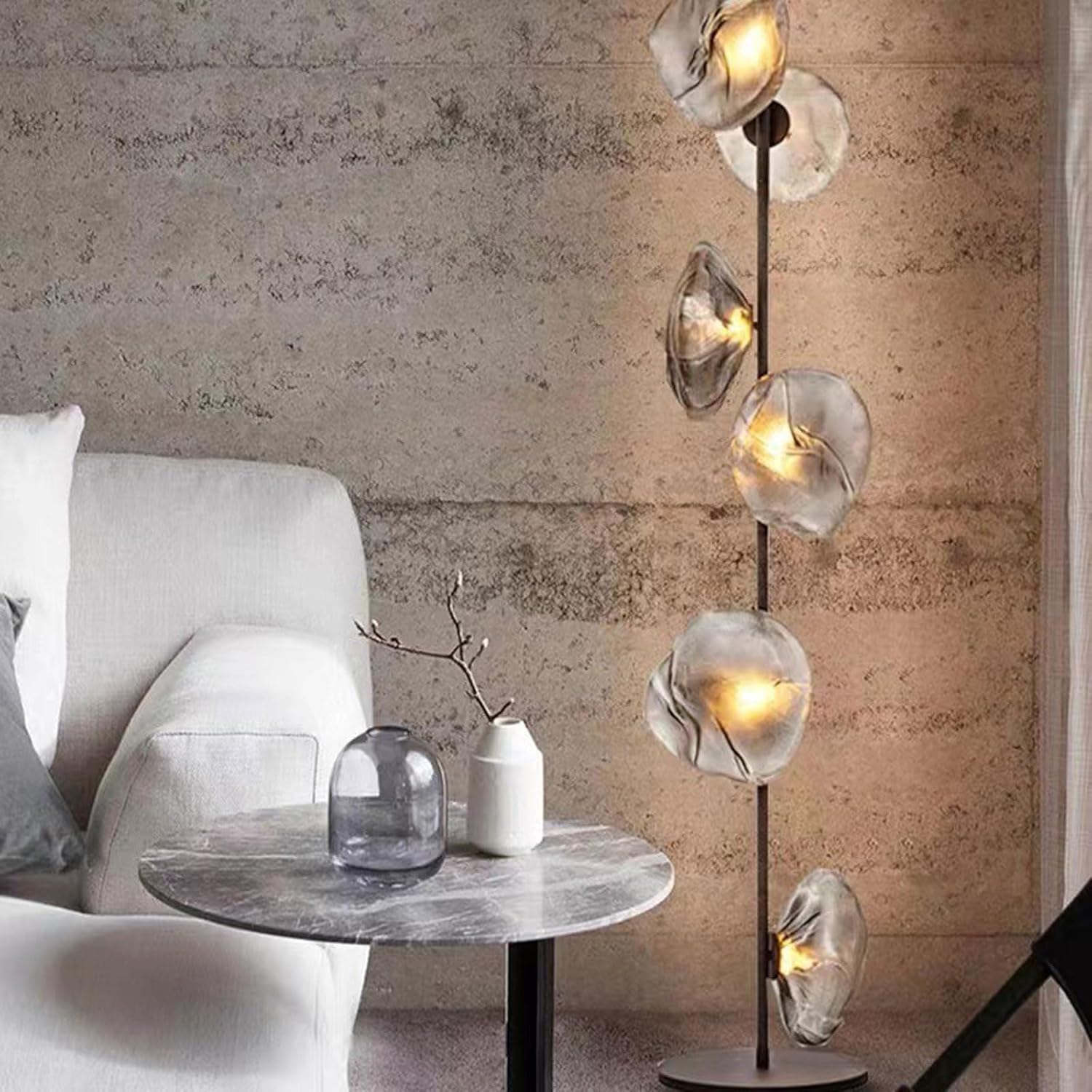 Italian Light Luxury Corridor Living Room Floor Lamp 3/6 Light Source Simple Bedroom Bedside Standing Lamp Office Backdrop Torchiere Showroom Villa Decoration Lighting Fixture