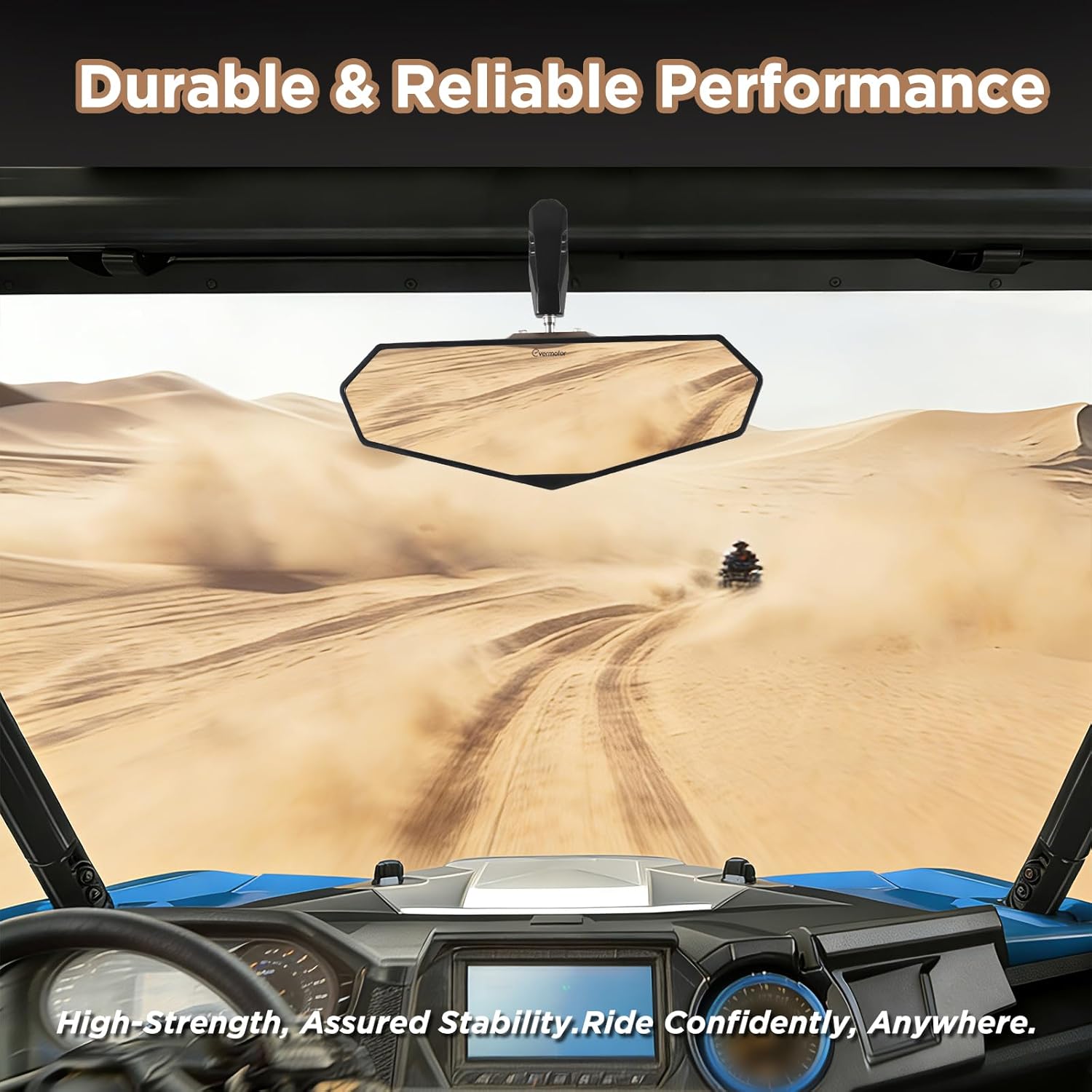 Evermotor 1 Set UTV Universal Center Mirror for ATV, Rear View Mirror for 1.6"-2" Roll Bar Cages with 360° Adjustable Aluminum Clamp Compatible with Polaris RZR Ranger Scooter Kawasaki Mule Gator