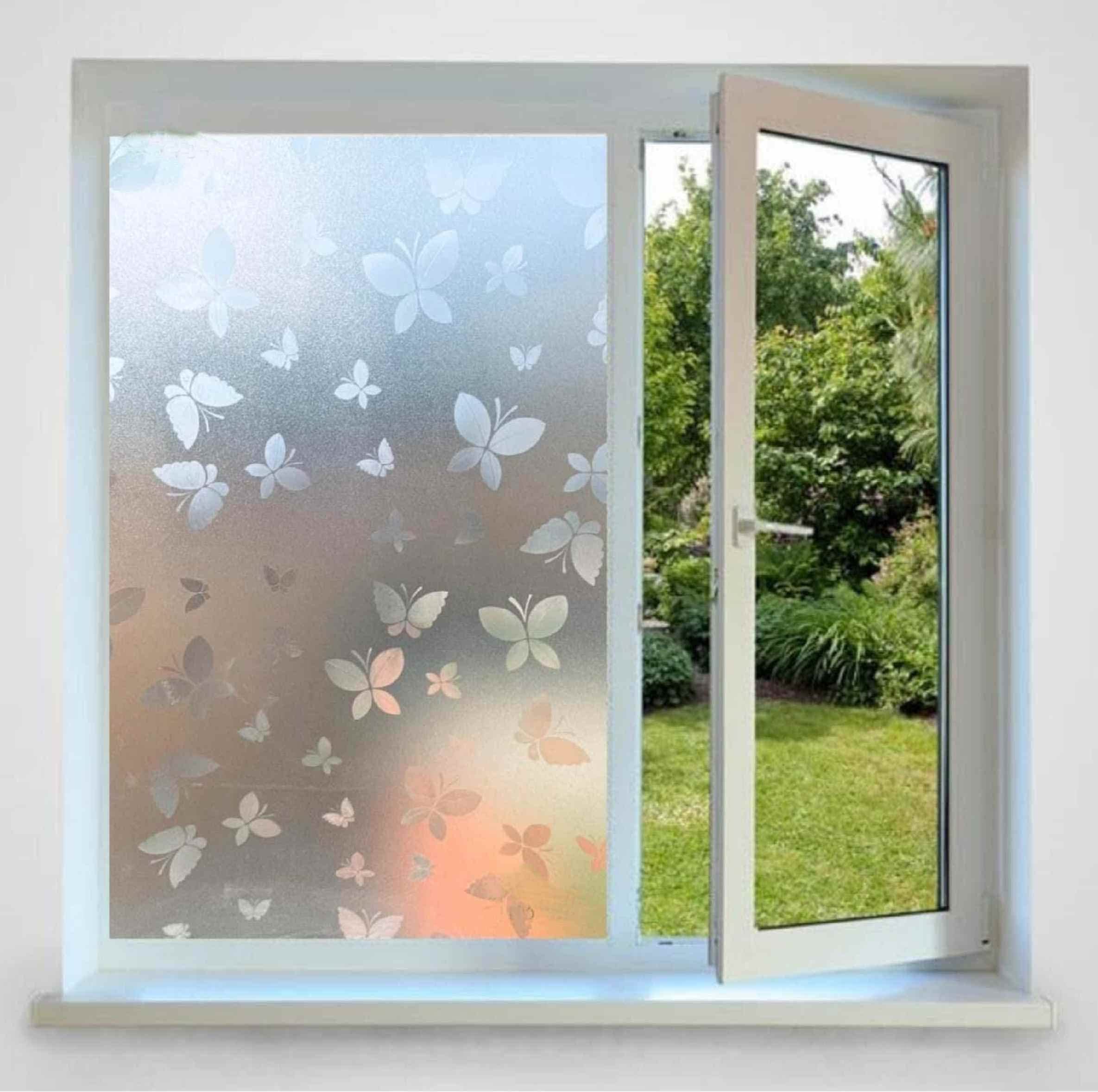 AGOG 3D Privacy Window Films Privacy Glass Film Opaque Sparkle Decorative Frosted Home Security Self Adhesive for Bathroom Door Window Heat Control Anti UV WF-301