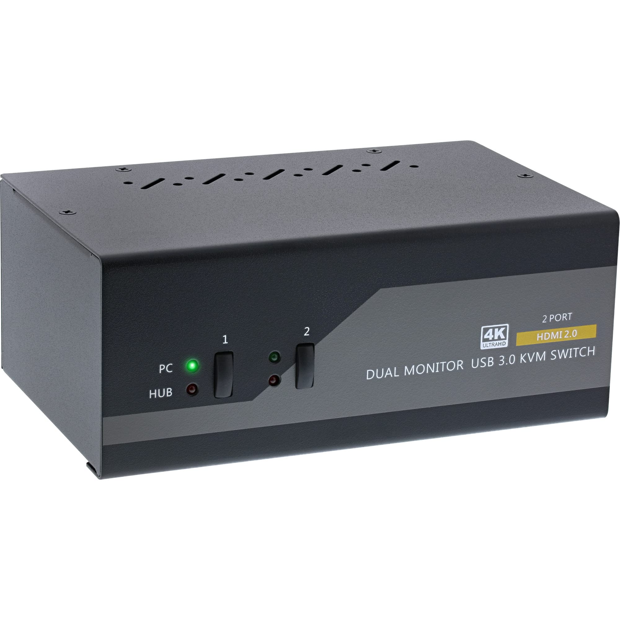 InLine KVM 62652I - Conmutador KVM (2 Puertos, Monitor Doble, HDMI, 4 K, USB 3.0, Audio)