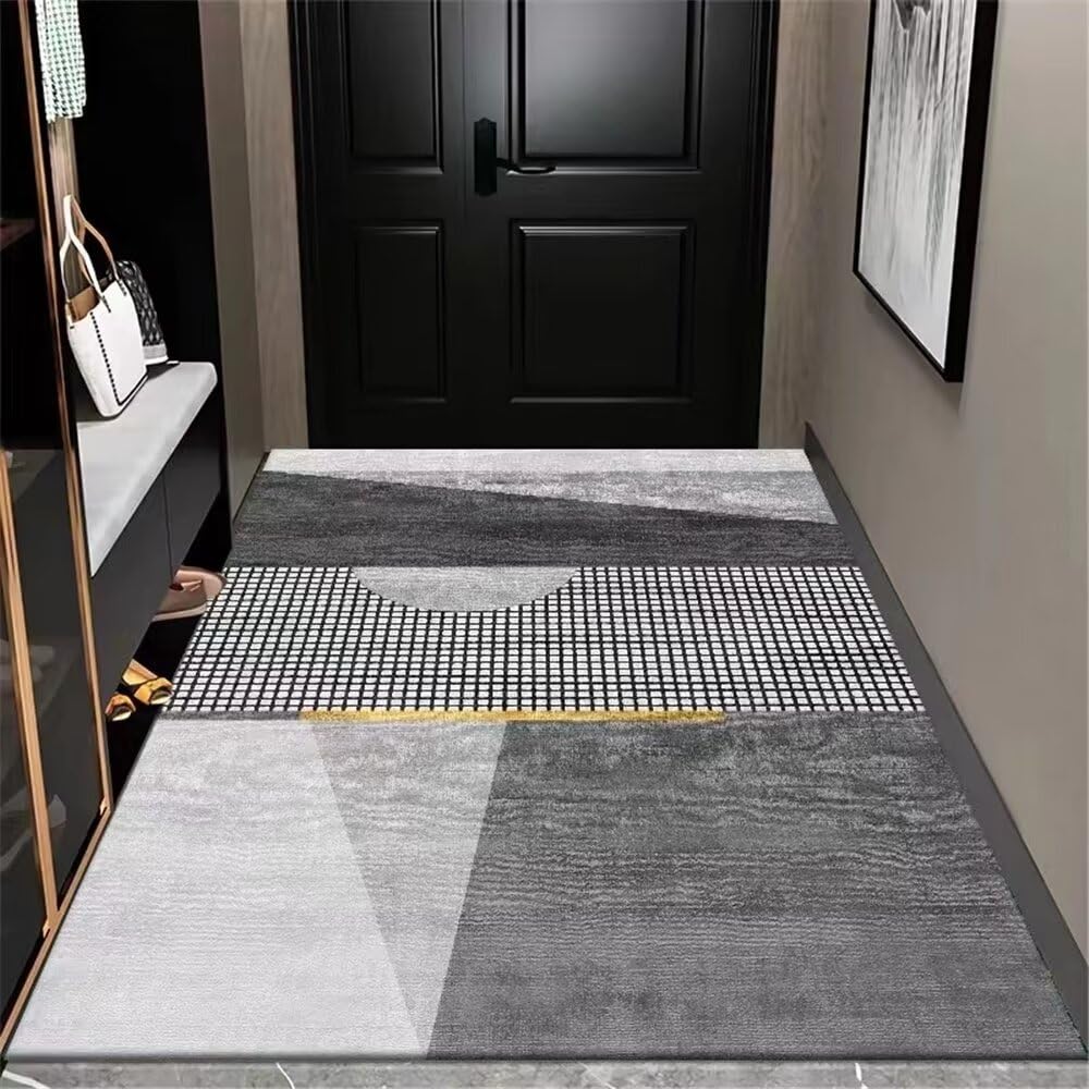 Tapis salon intérieur moderne géométrique 200x280cm gris pour grand couloir et séjour