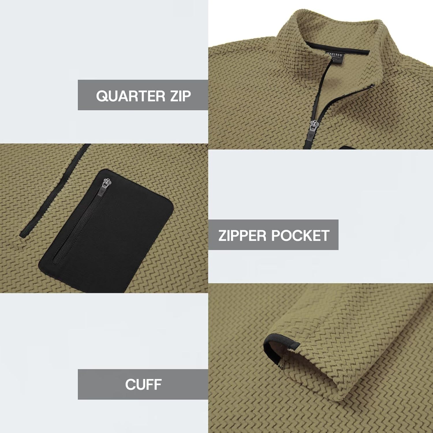 M MAELREG Quarter Zip Pullover Men Midweight Dry Fit Winter Warm Stretchy Golf 1/4 Zip Pullover Mens Sweatshirt with Pocket - Image 5