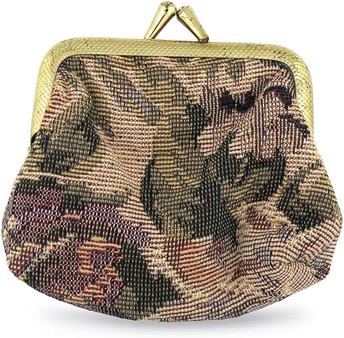 Miniatura 2 de Brocado Rosario Bolsa con Cierre Dorado (Pétalo Sepia)