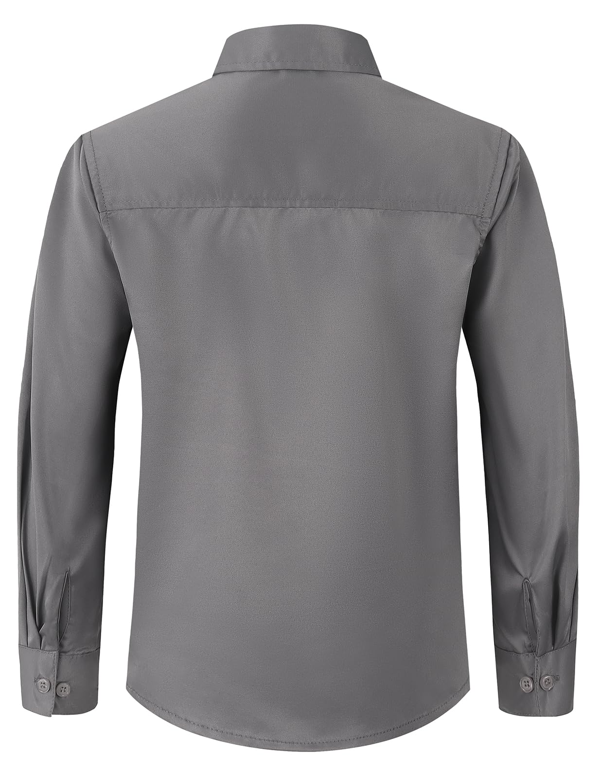 Spring&Gege Camisa de vestir de satén de manga larga para niños, sin arrugas, lisa, formal, con botones