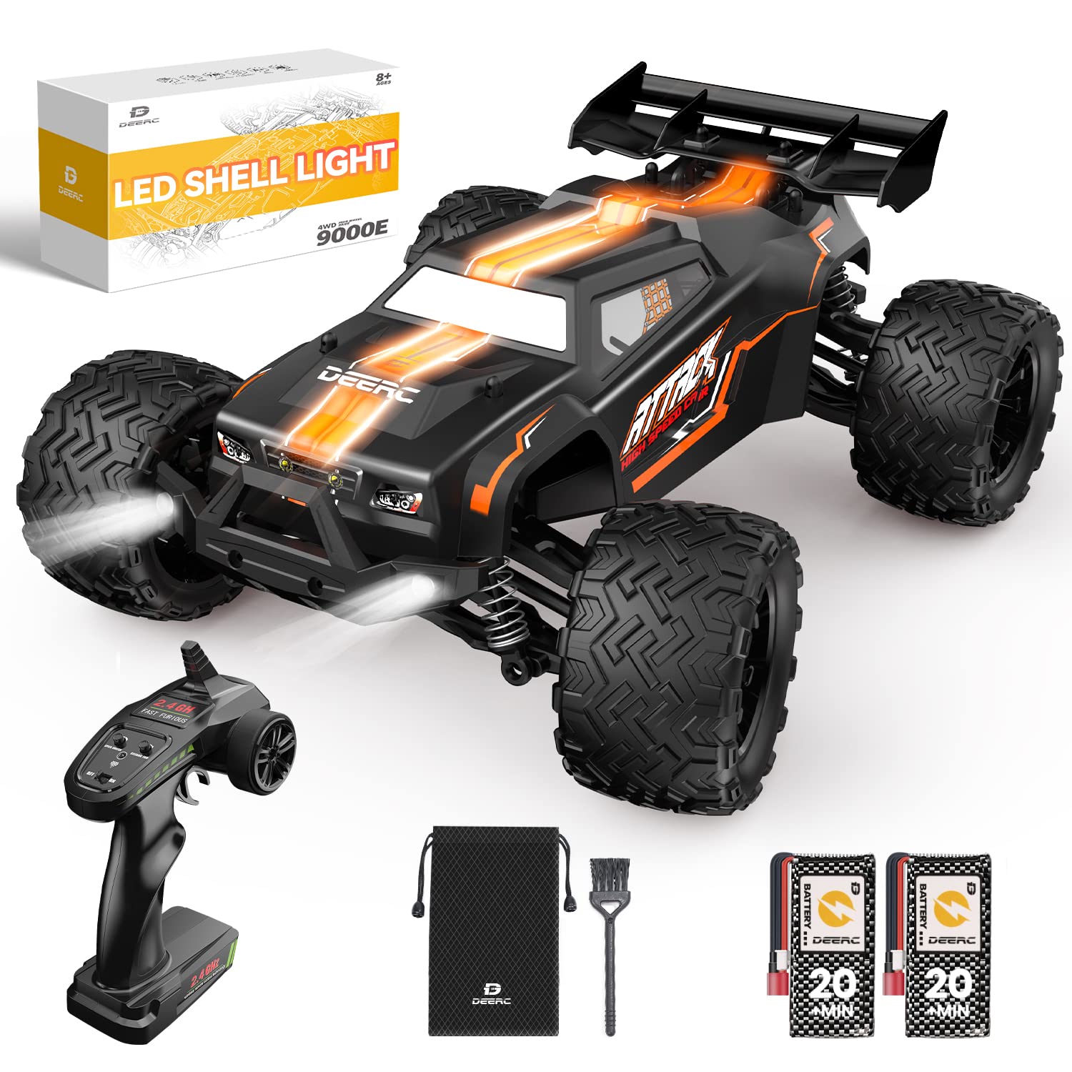 Buy DEERC 9000E 114 Scale Remote Control Car with LED Shell Light
