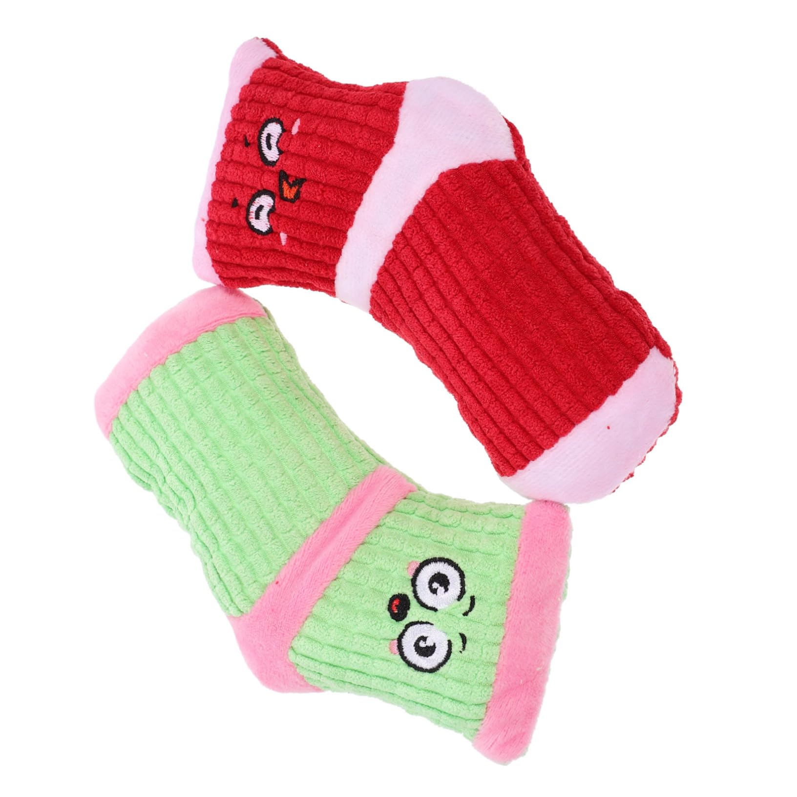 HOODANCOS 2pcs Indoor Dog Plush Squeaky Toys Sock Shaped Bite-resistant Chew Toys for Pet Puppy Training and Enrichment