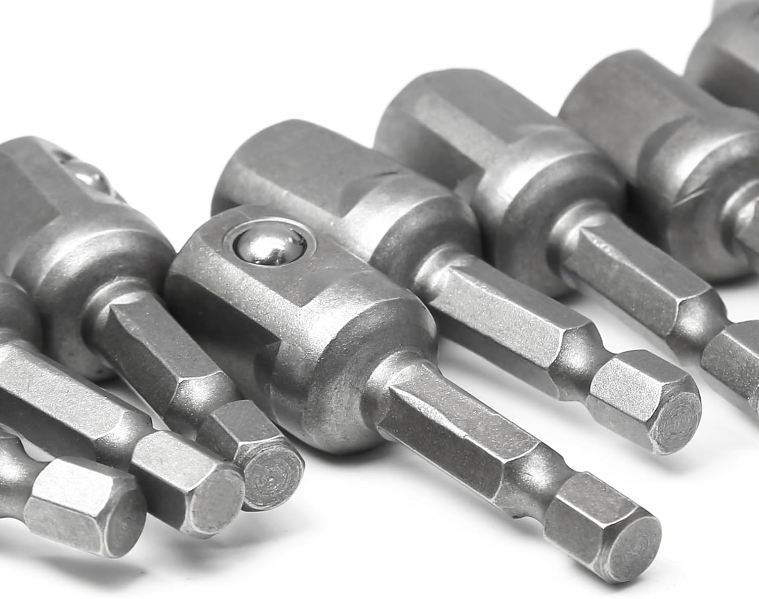 1/4 Inch Hex Impact Socket Adapter Kit Square Impact Adapter Bit Set for Impact Driver, Automotive DIY - Silver, Pack of 10