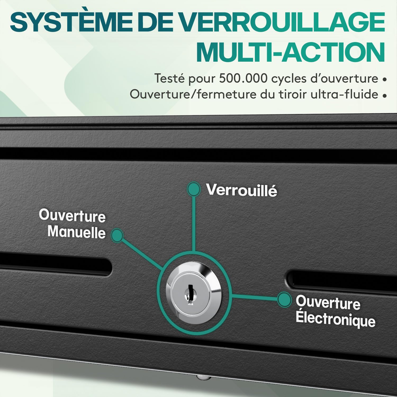 ACROPAQ Tiroir caisse métal 34 x 33 x 10 cm Compatible caisse enregistreuse RJ11 4 compartiments monnaie 8 billets