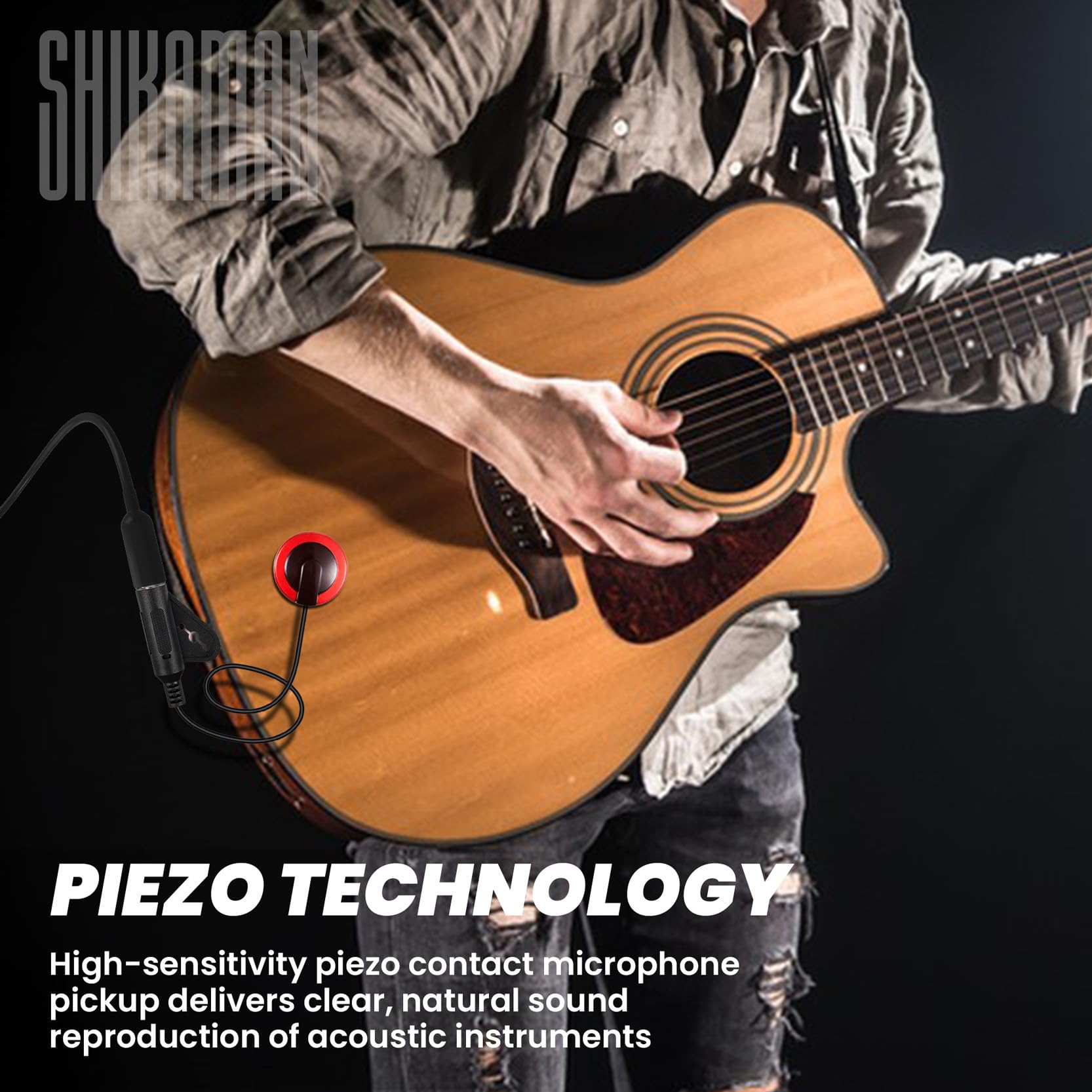 Przetworniki mikrofonowe piezoelektryczne do gitary, skrzypiec, altówki, wiolonczeli, banjo, ukulele, mandoliny i nie tylko (12)