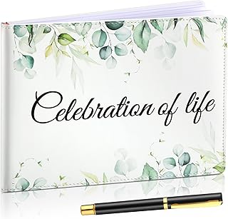 Funeral Guest Book Funeral Guest Book for Memorial Services Sign in Book for Funeral Leather Guest Book Celebration of Life Guest Book Memory Book, 112 Pages, Book and Pen