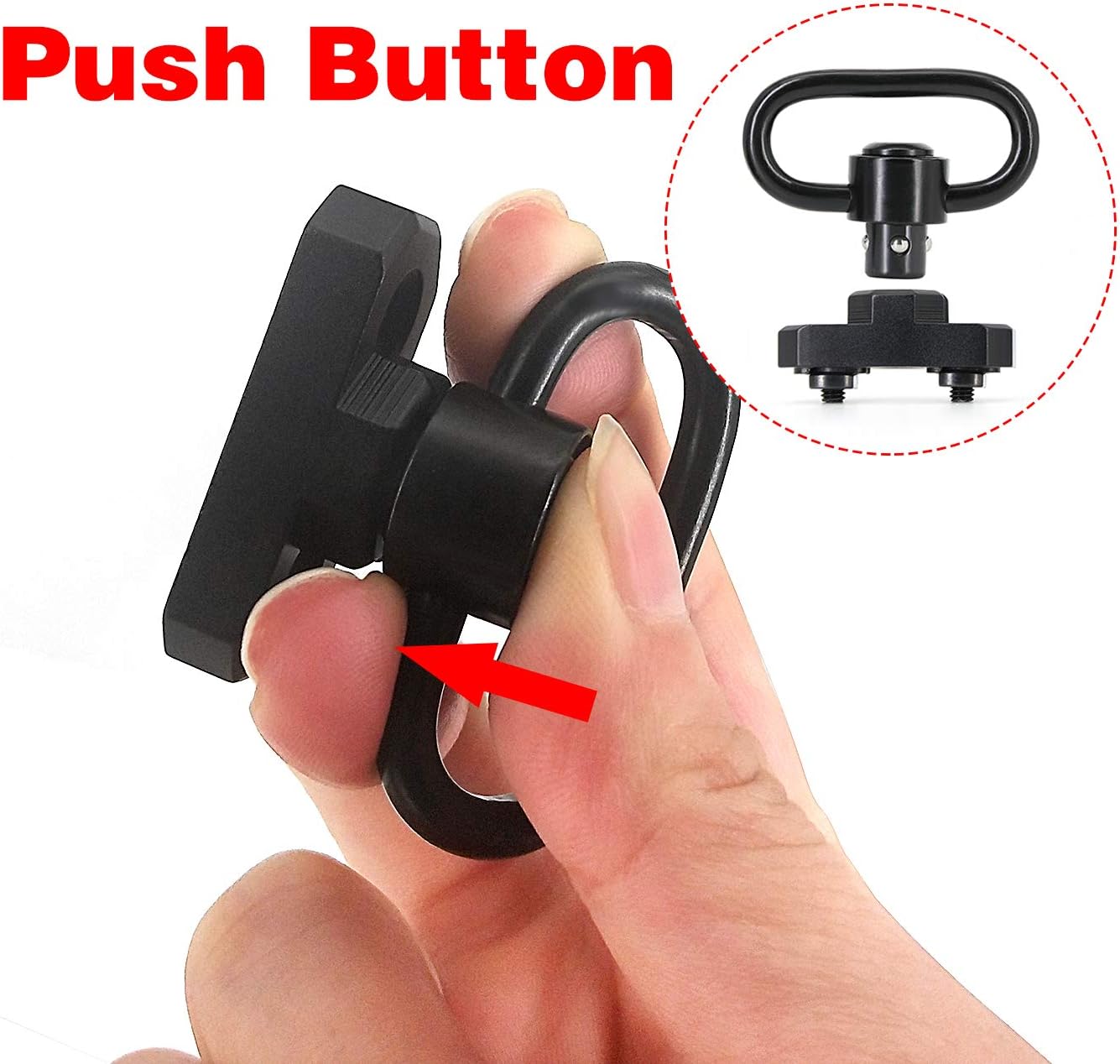 Bofoho Tactical M-LOK Sling Swivel with 1-1/4 inches Loop & Quick Detach/Release Push Button, QD Modular Direct Mount Adapter Base Attachment for All M-lok HandGuard Rail Slots