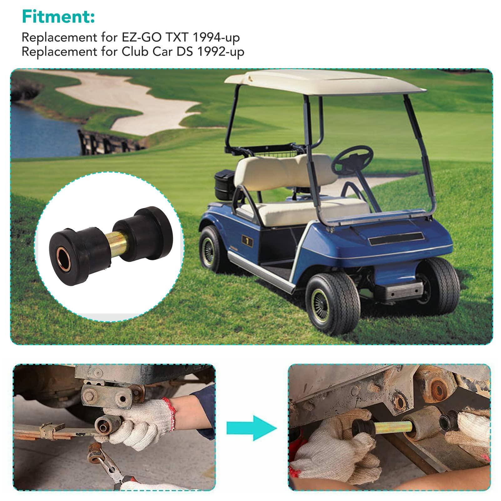 CHICIRIS Kit Boccola Sospensione Posteriore, Ricambio Durevole Molla a Balestra, Set Manicotto per Veicoli Ricreazionali Golf Cart e Strutture Esterne