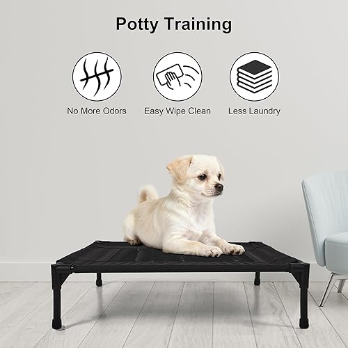 Miniatura 2 de Cama elevada para perros al aire libre, cuna elevada portátil con refrigeración, cama lavable para mascotas, perros pequeños, color negro