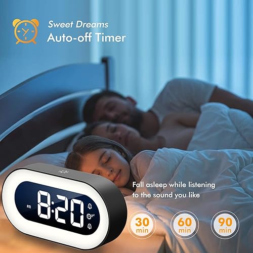 Miniatura 4 de SEEKING DEER Reloj despertador, luz nocturna + despertador, pantalla grande de números llamativos, volumen de alarma ajustable, 1224 horas,