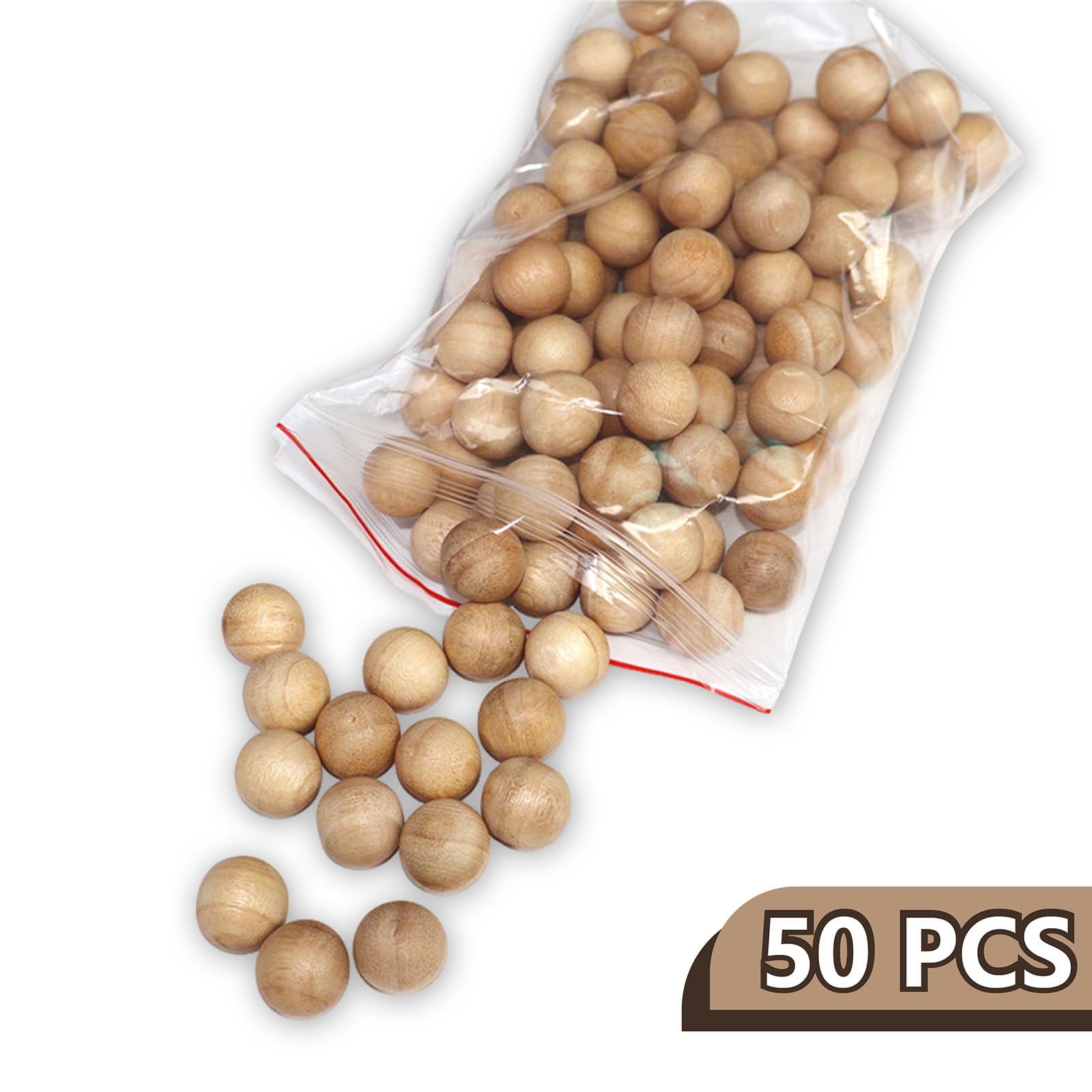 50 Bolas de Cedro Antipolillas, Antipolillas Naturales para Armario