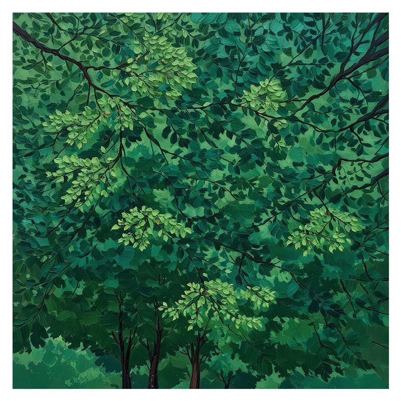 Peinture contemporaine forêt verte peinte à la main pour chambre apaisante