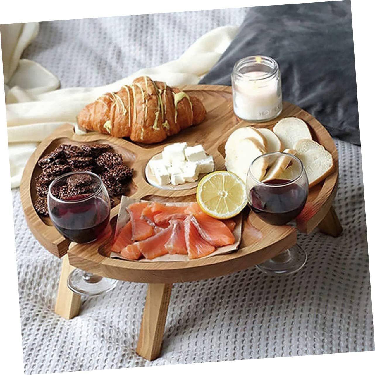 GALPADA Outdoor Folding Table Low Camping Picnic Table Chairs Portable Wine Stand