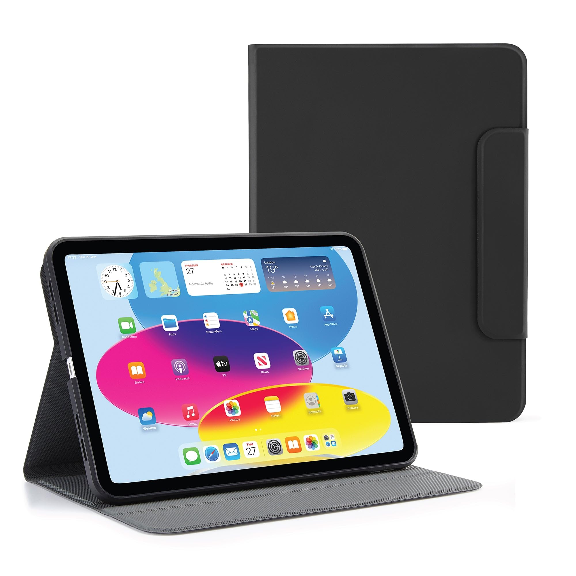 Pipetto Rotating Folio Custodia per iPad 2022 Nero, Nero, Utilità