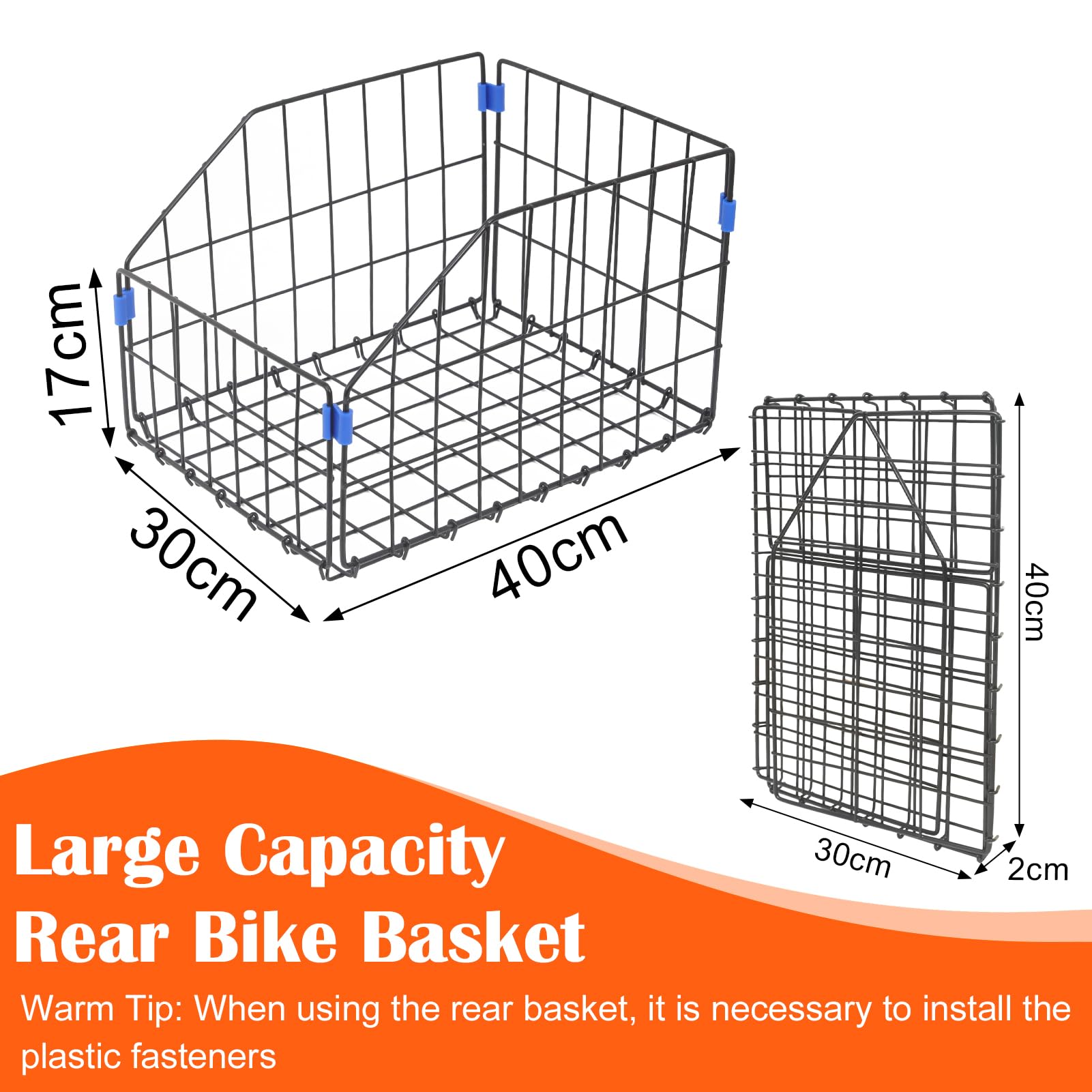 Cesta Trasera para Bicicleta Plegable Impermeable Gran Capacidad con Bolsa Gruesa y Red de Carga