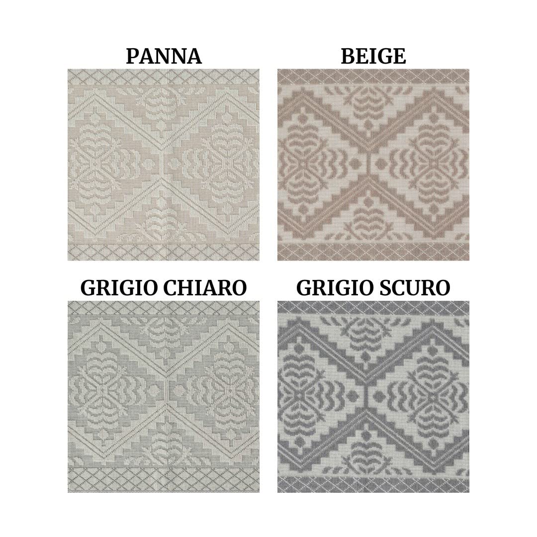 Casatessile Tappeto Cotone Multiuso Cucina Soggiorno Sardinia Tappeto Tipo Sardo, Multiuso, Tappeto Bagno Lavabile in Lavatrice - Grigio Chiaro, 120x180 cm.