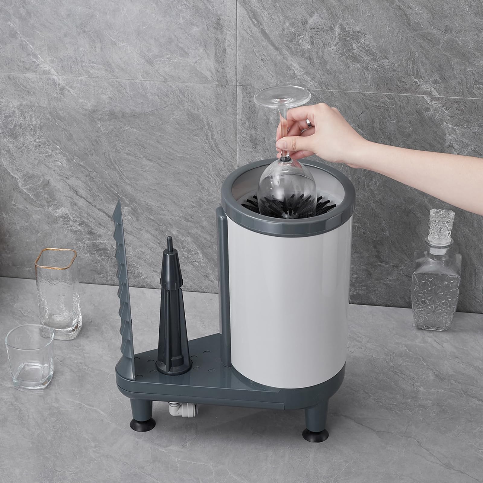 Machine à laver automatique en verre haute pression pour tasses de 3 à 16 cm, brosse à 360°, base antidérapante, idéal pour les bars, cafés et usage domestique