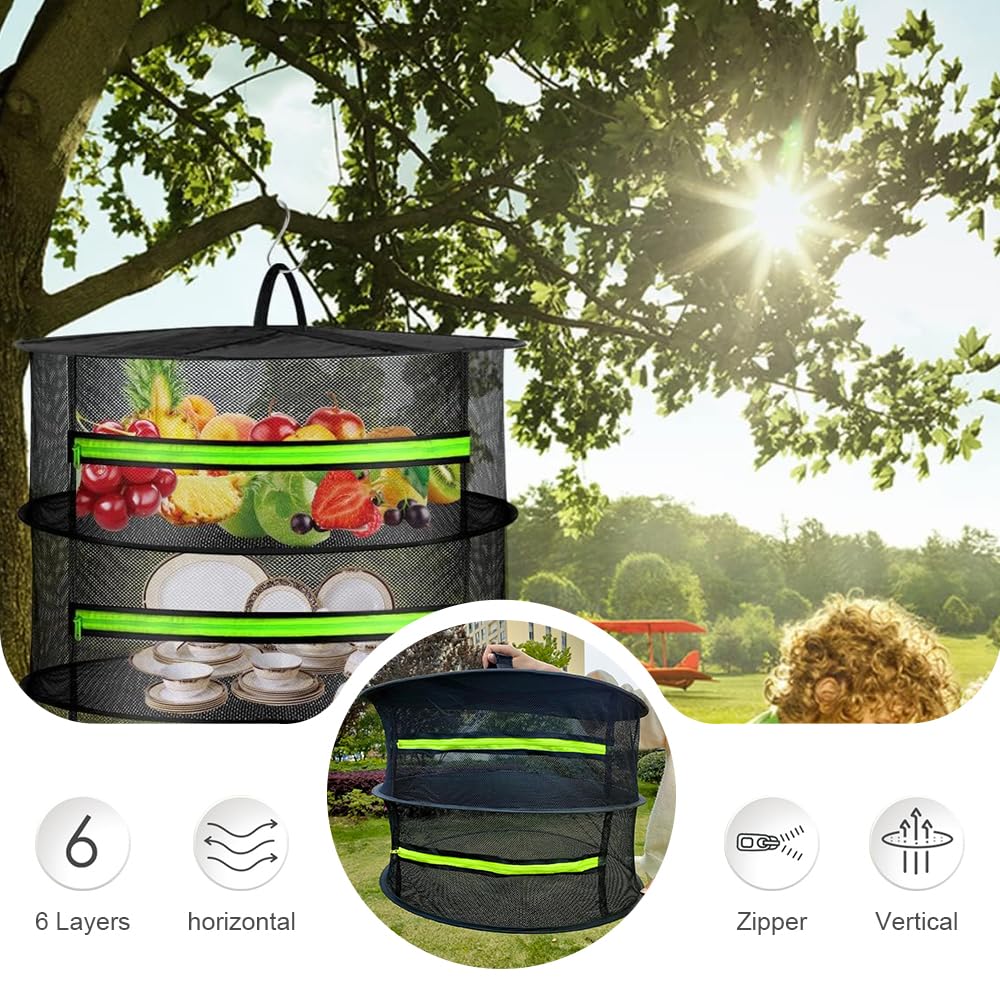 Filet De Séchage 2 Étages Jortmrd - Séchoir à Herbes Suspendu Pliable Avec Fermeture Éclair